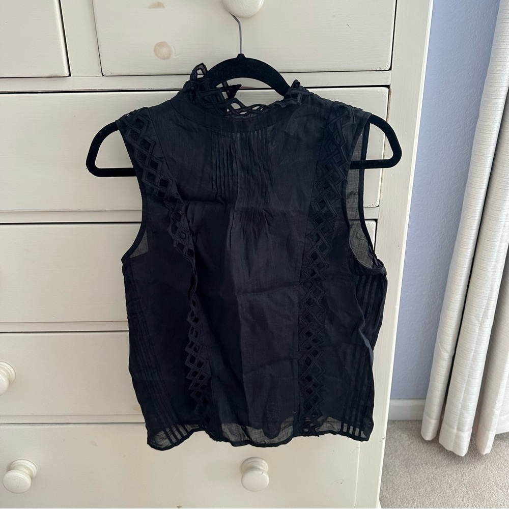 FRAME Women's Embroidered High-Neck Sleeveless Blouse - Picture 3 of 6